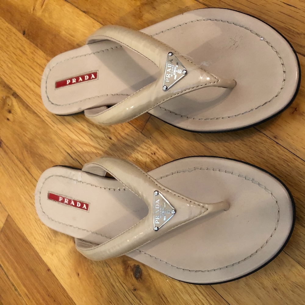 Authentic Prada Beige Leather Sandals